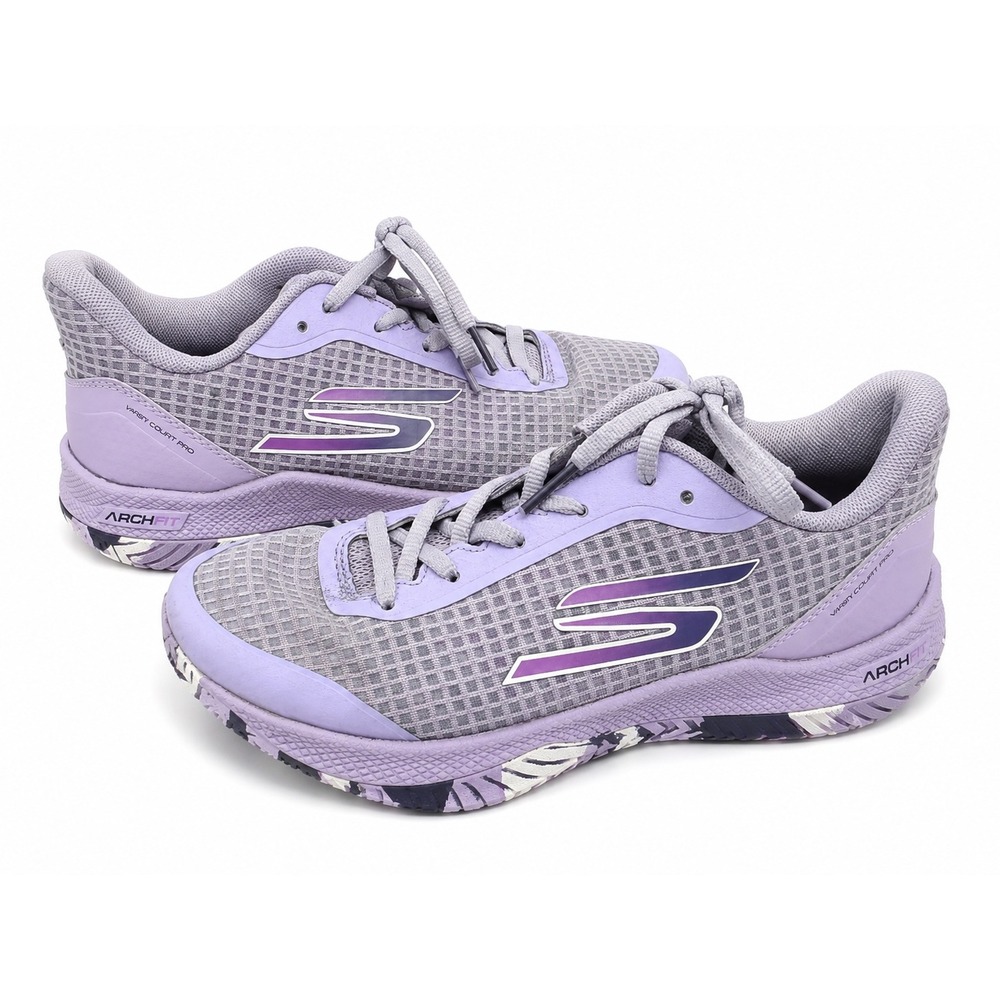 Skechers Arch Fit Varsity Court Pro Lavender Tennis Shoes Women's 7.5 Athletic